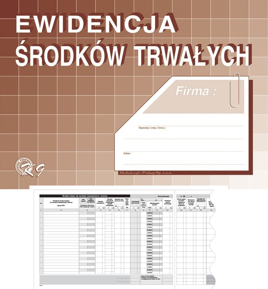 DRUK EWIDENCJA ŚRODKÓW TRWAŁYCH K9 A4 Michalczyk i Prokop K 9 Cena