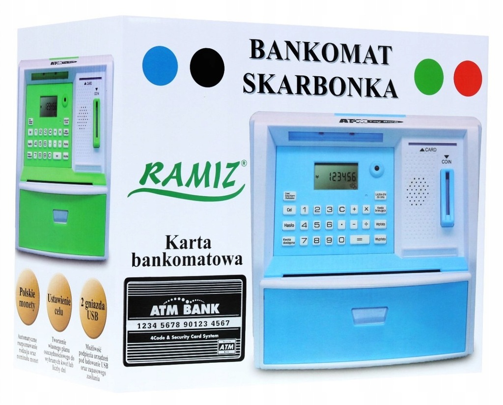 BANKOMAT SKARBONKA DLA DZIECI KARTA KOD PIN NOWOŚĆ 6986693690