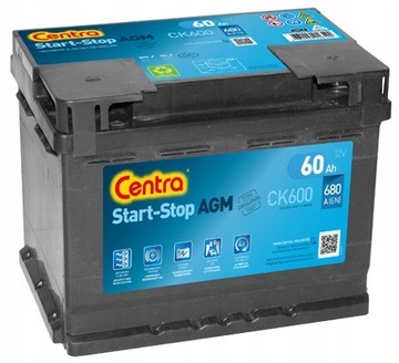 Akumulator Centra Start Stop CK600 60Ah 680A P+