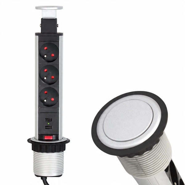 

Gniazdo listwa zasilająca Chowana W Blat 2 Usb