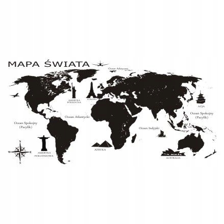 

Naklejka na ścianę Mapa śwata 8 - Państwa kraje