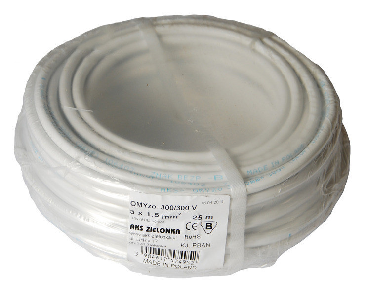kabel 3x1,5 mm 25 m 300 300 V Aks Zielonka