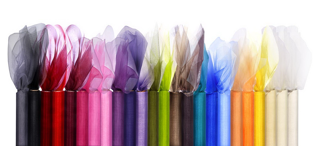 ORGANZA tiul kokarda wstążka 36cm/9m Ślub błękit Marka Party deco