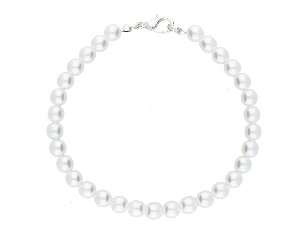 

Srebrna Bransoletka Damska Perły Perełki 6MM 19CM