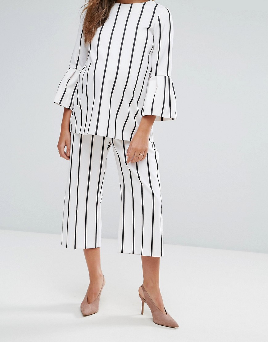 D12N007 SPODNIE SZEROKIE W PASKI MATERNITY 44 Wzór dominujący paski