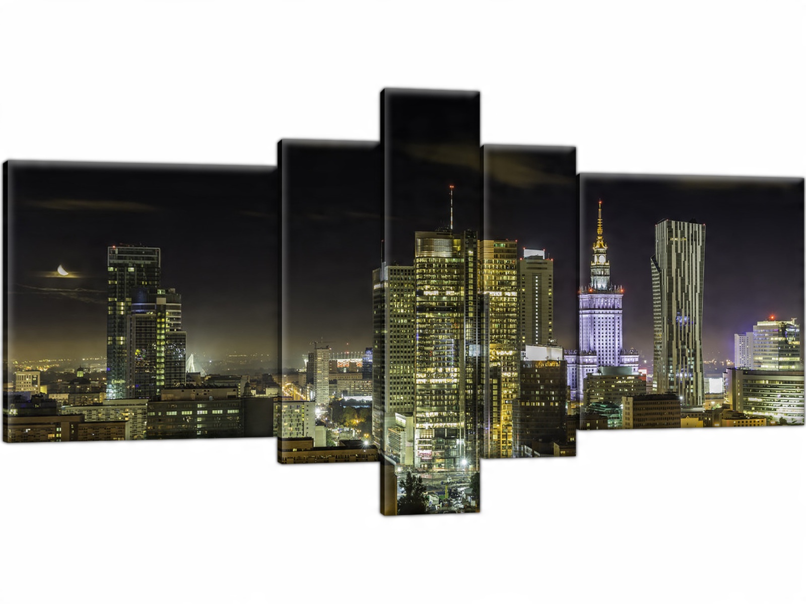 

Warszawa nocą Obraz 160x80 do biura gabinetu 5 ele