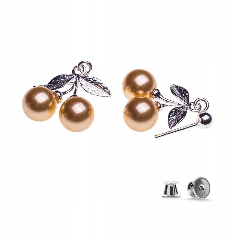 

Srebrne Kolczyki wisienki z perłami Swarovski 8mm