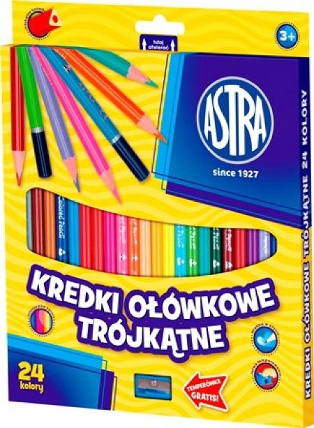 KREDKI OŁÓWKOWE TRÓJKĄTNE 24 SZT ASTRA +TEMPERÓWKA Kod producenta 5900263060450