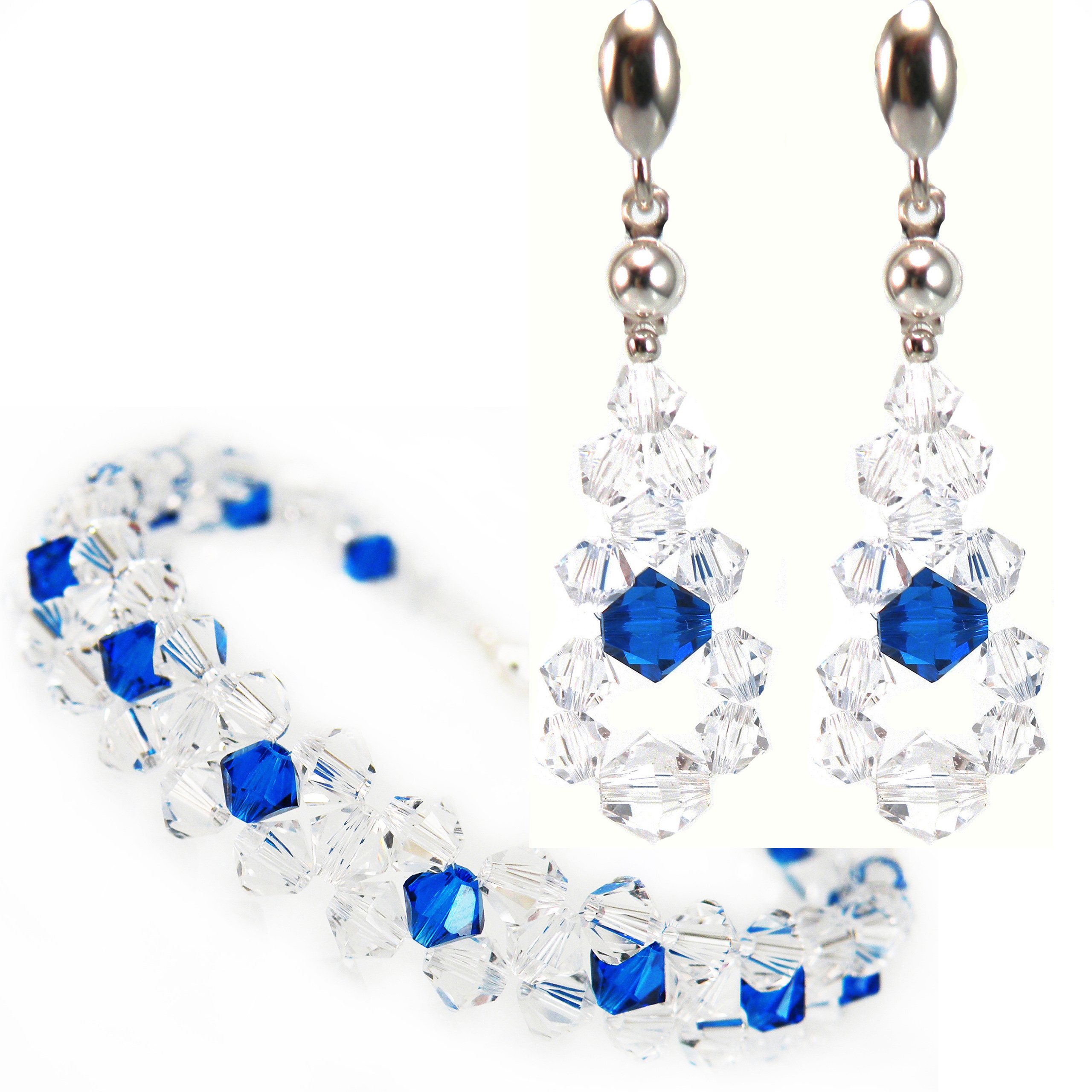 

Komplet ślubny z kryształów Swarovski niebieski