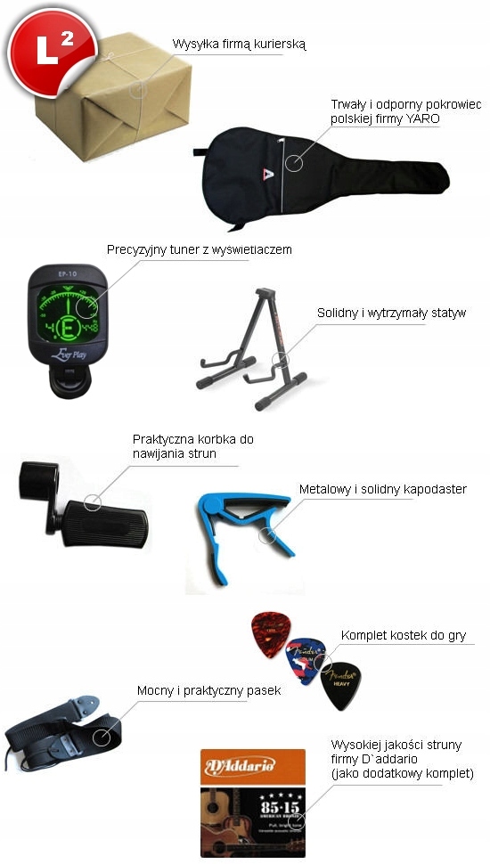 Gitara Akustyczna YAMAHA F-310 Natural Pakiet L2 Kod producenta F310