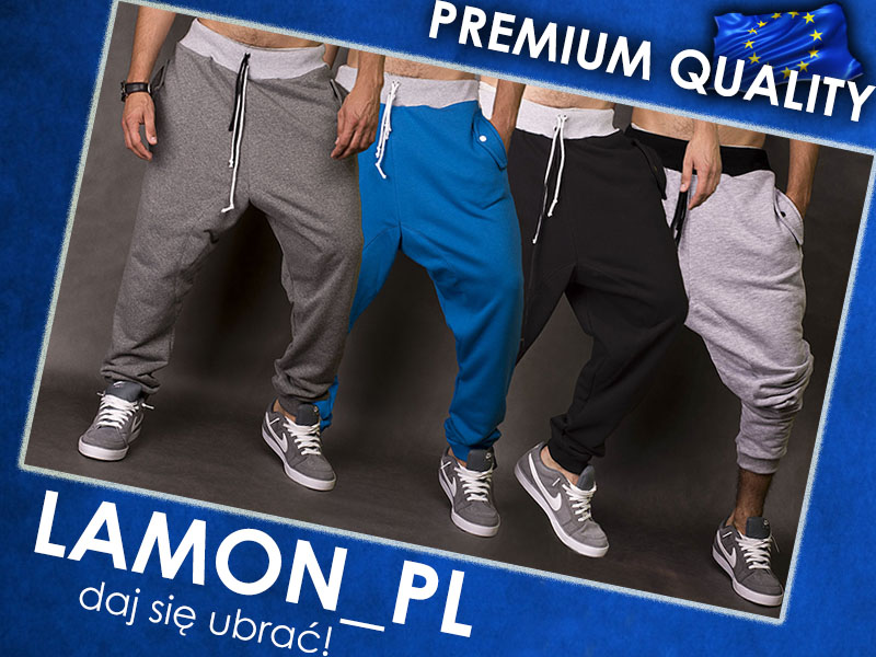 

Szare modne spodnie dresowe baggy Lamon_pl 2018 L
