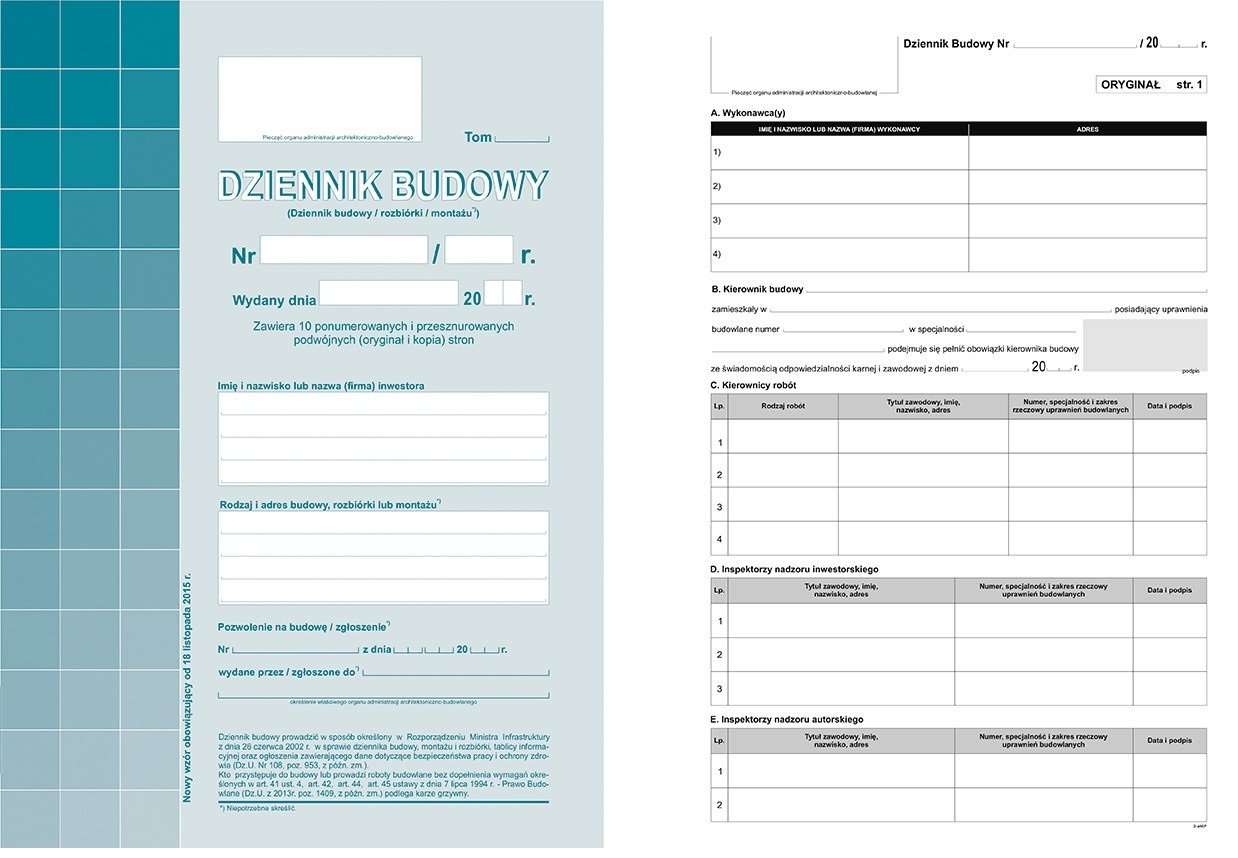 

603-1 Dziennik Budowy f.vat