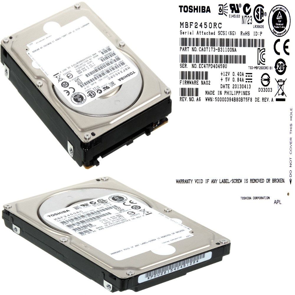 

Hdd Toshiba MBF2450RC 450GB Sas 6G 10K 2.5'' VAT23