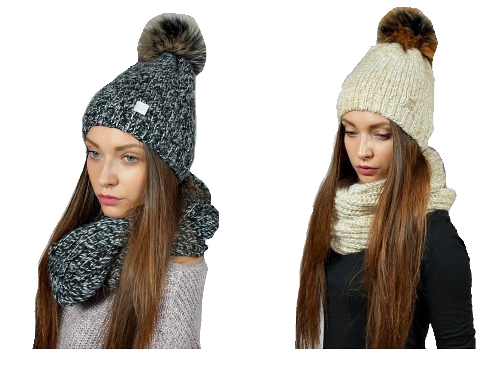 

Czapka Snow Zima Eko Jenot Duży Pompon