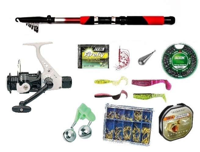 Zestaw Wędka 3,0 m Kołowrotek Jaxon Haczyki Żyłka