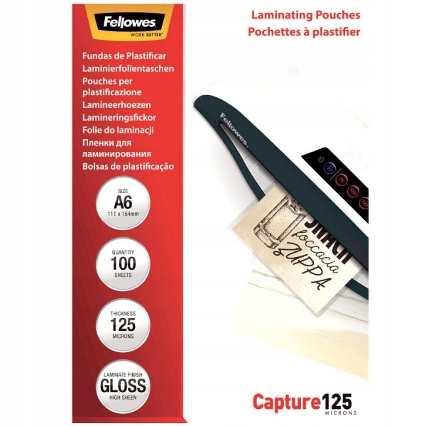

Folia do laminowania Fellowes A6 111x154 125 mic