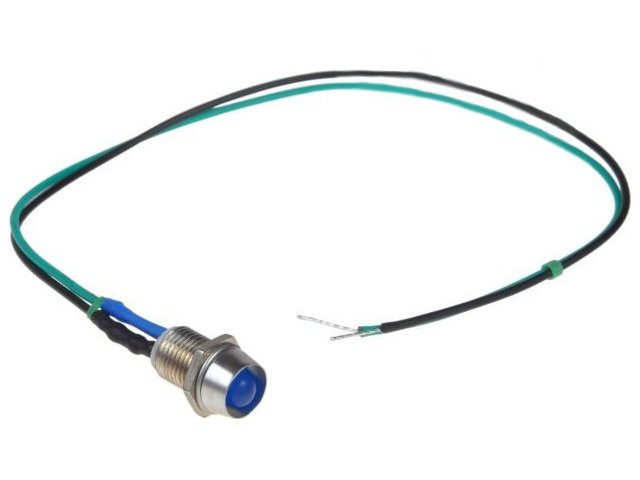 DIODA LED kontrolka 5mm 12V MIG. przewód NIEBIESKA