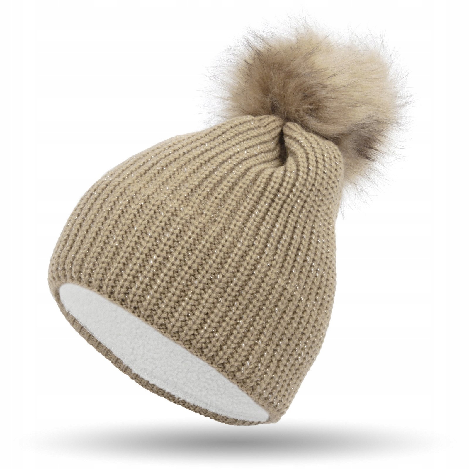 

W318C Czapka Zimowa Z Pomponem Beanie Z Polarem