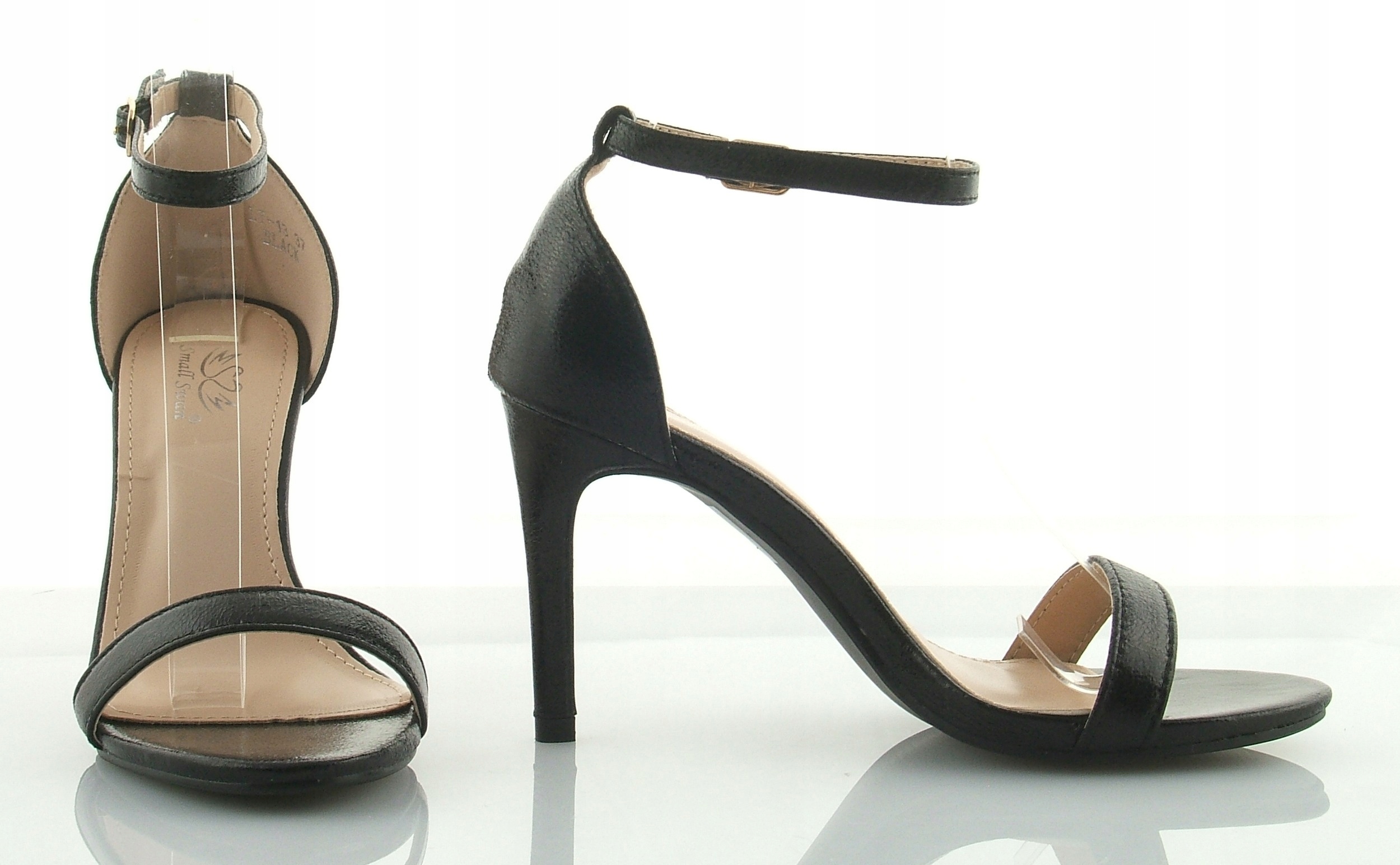 SANDAŁY NA SZPILCE 9 CM. PIĘTKA PASEK CZARNE 41 Marka inna