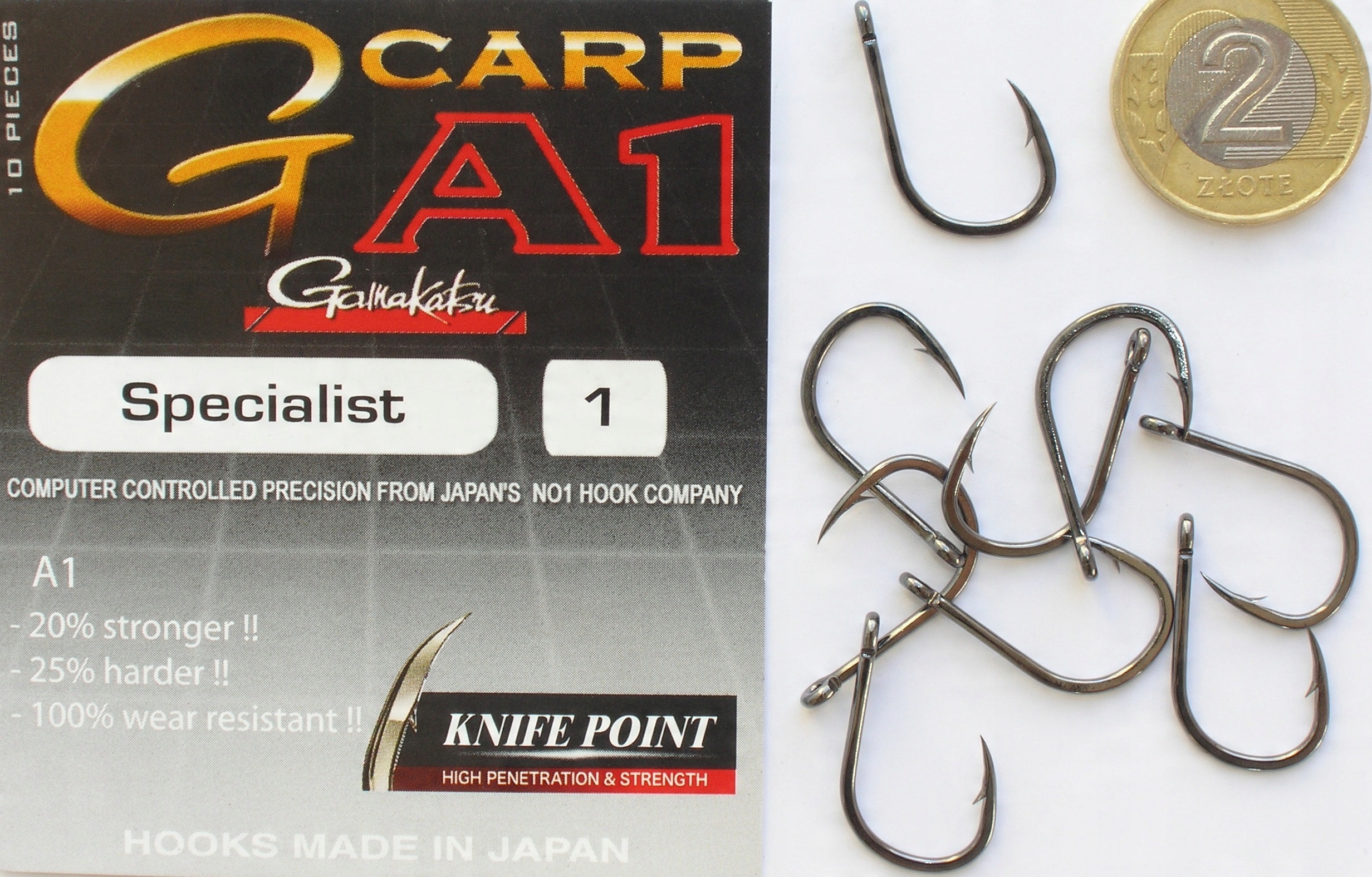 10 X HACZYK GAMAKATSU A1 G-CARP SPECIALIST Nr.1 Typ haczyki