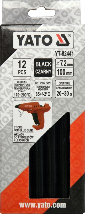 KLEJ DO PISTOLETU NA GORĄCO 7,2 MM 12 SZT CZARNY Długość 100 mm