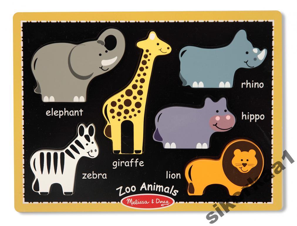 

Melissa Doug Drewniane Grube Puzzle Klocki Zoo
