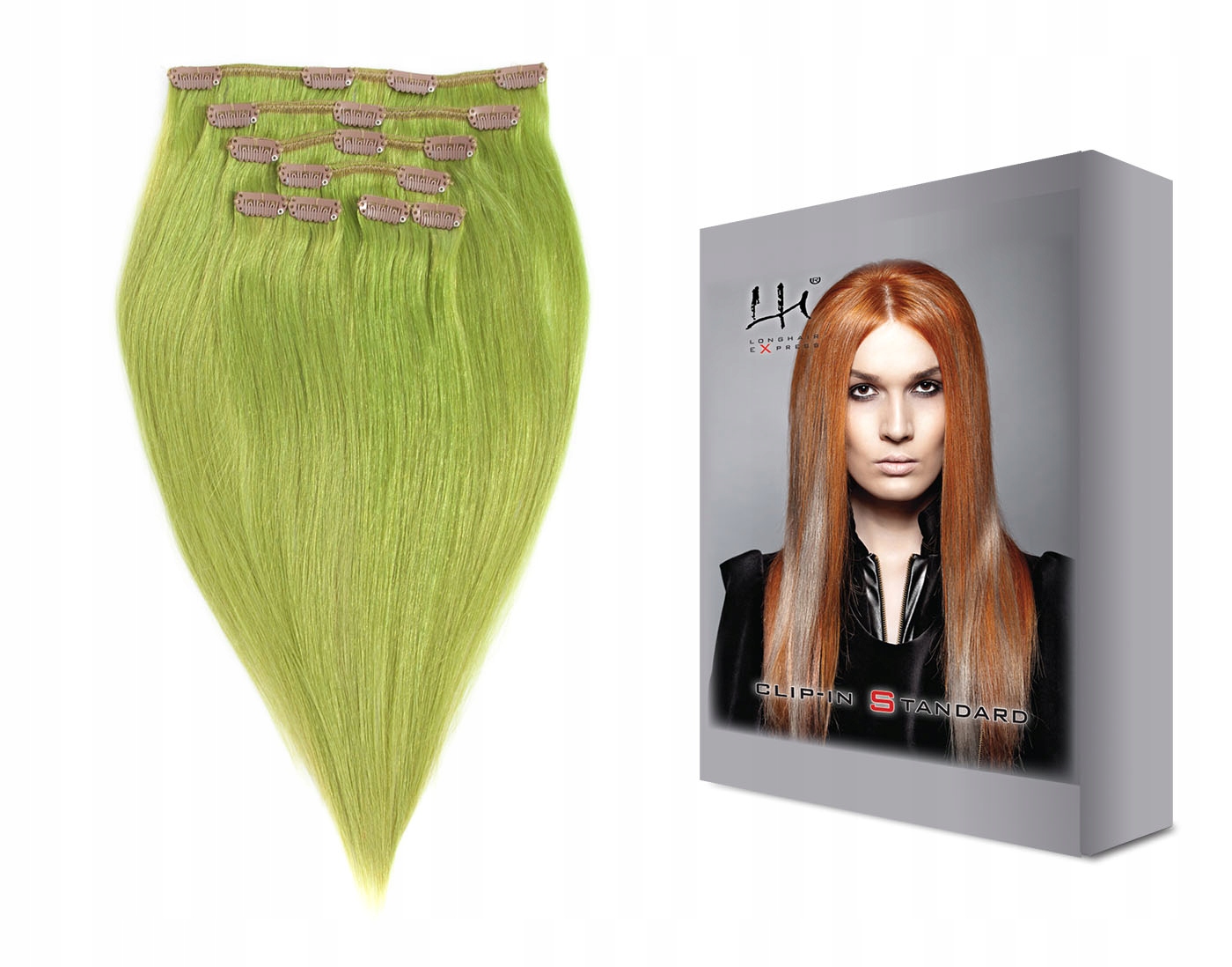 zelená – 30 cm 8dílná sada přírodních vlasů