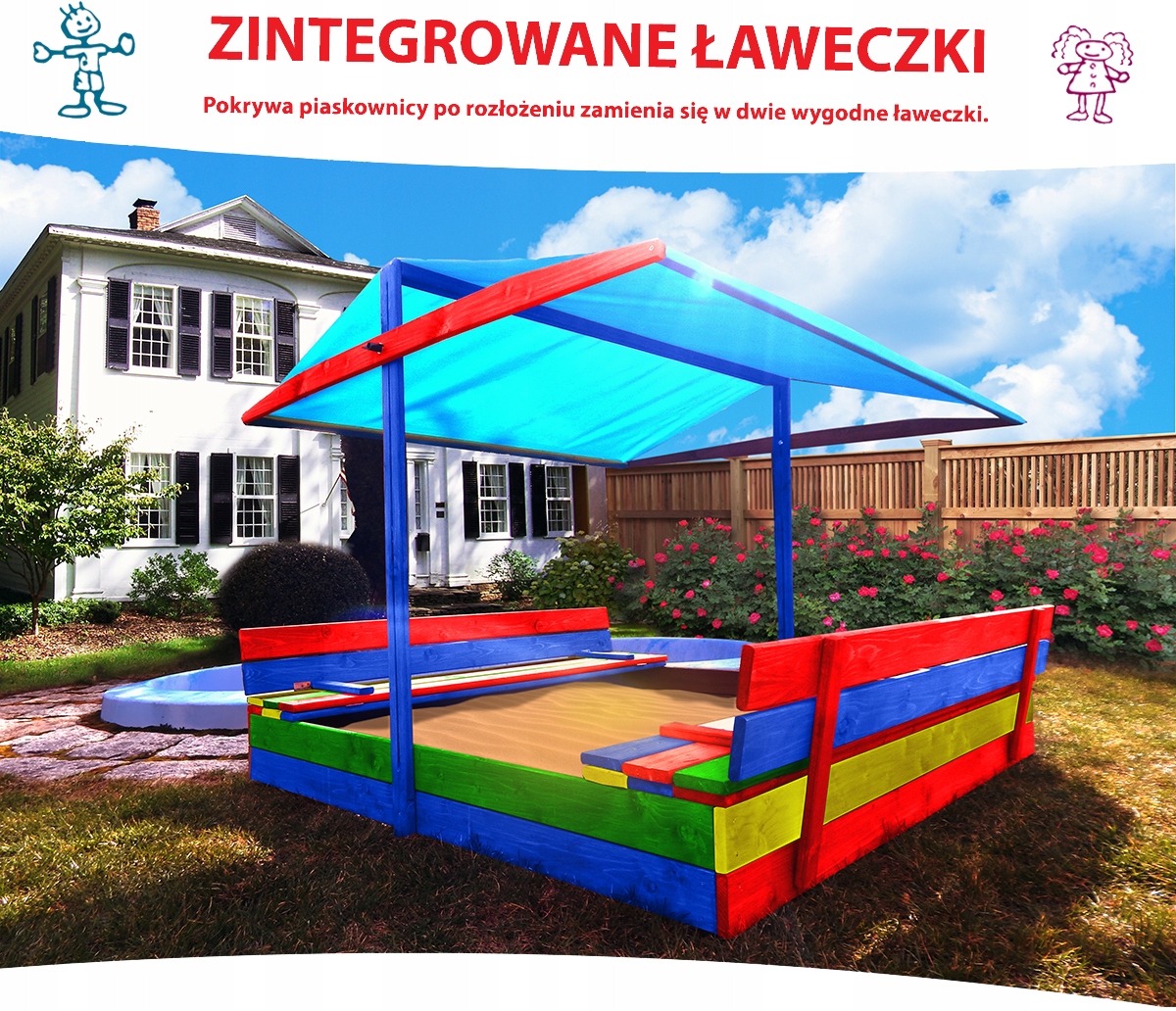 PIASKOWNICA Z ŁAWECZKAMI BALDACHIMEM DLA DZIECI Rodzaj Drewniane