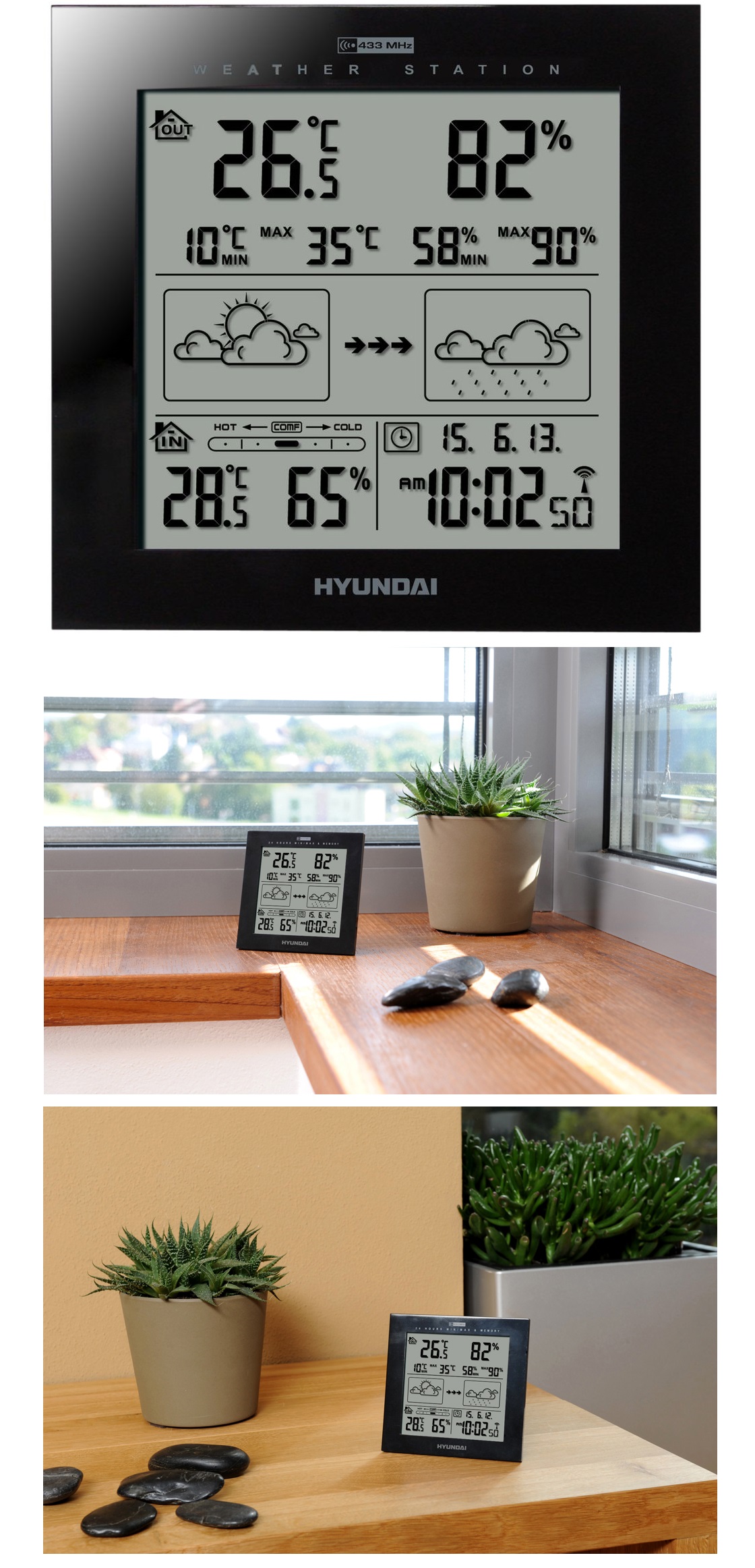 STACJA POGODOWA METEO DCF HIGROMETR HYUNDAI 2244 B Marka Hyundai