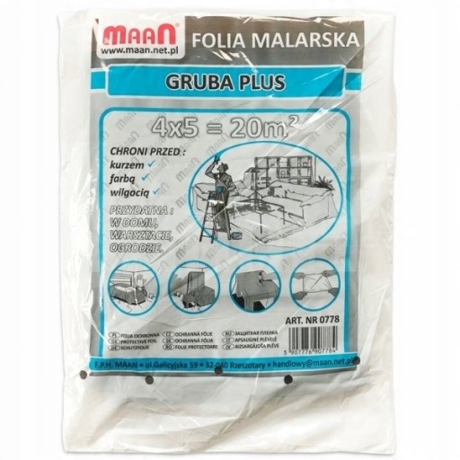 

Folia Malarska 4 x 5 M Gruba Plus Ochronna 25um