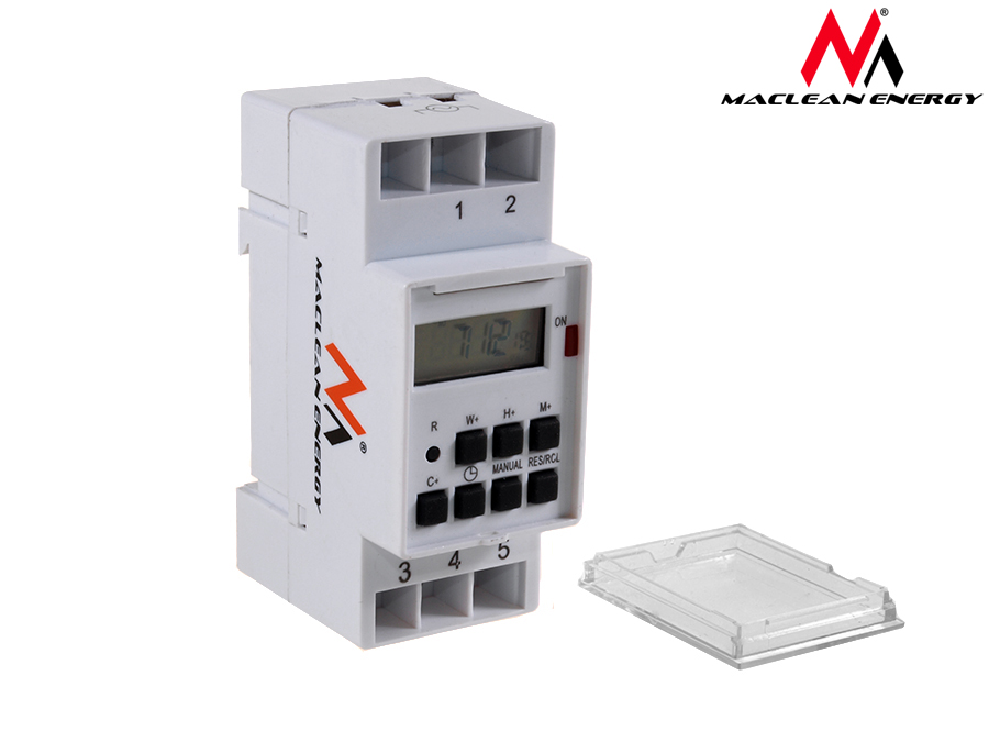 PROGRAMATOR CZASOWY TIMER NA SZYNĘ DIN TYGODNIOWY 16A 3600W Maclean MCE09 Typ Czasowy
