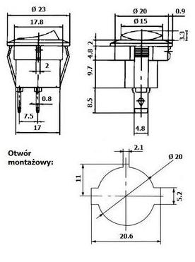 Przełącznik podświetlany okrągły 250V 6,5A Zielony (0353) Producent Inna