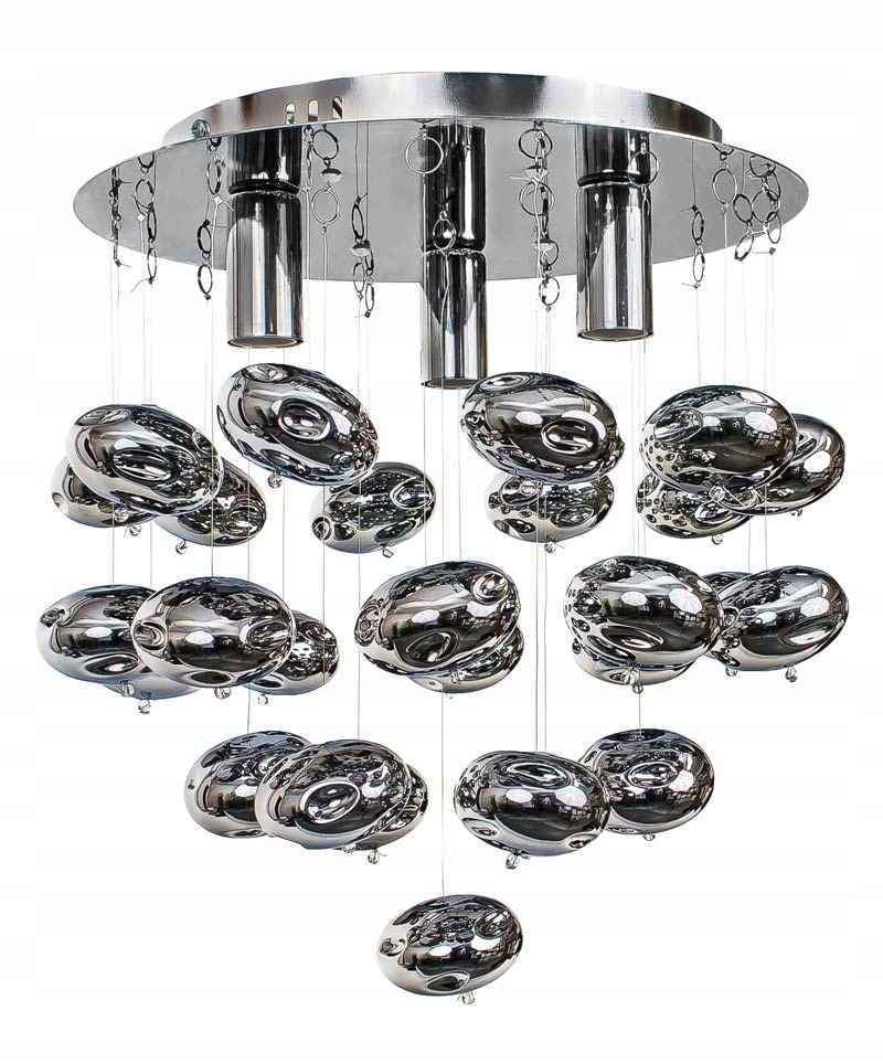

Lampa sufitowa żyrandol glamour srebrny połysk