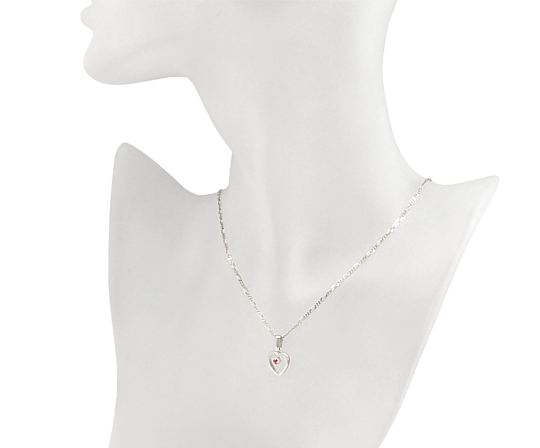 Srebrny ŁAŃCUSZEK 50cm WISIOREK SERCE szafir rubin cyrkonia Splot Inny splot