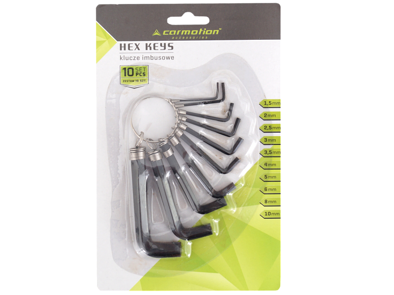 KLUCZE IMBUSOWE Inbusowe 10SZT 1,5-10 mm 6-KĄTNE Marka Carmotion