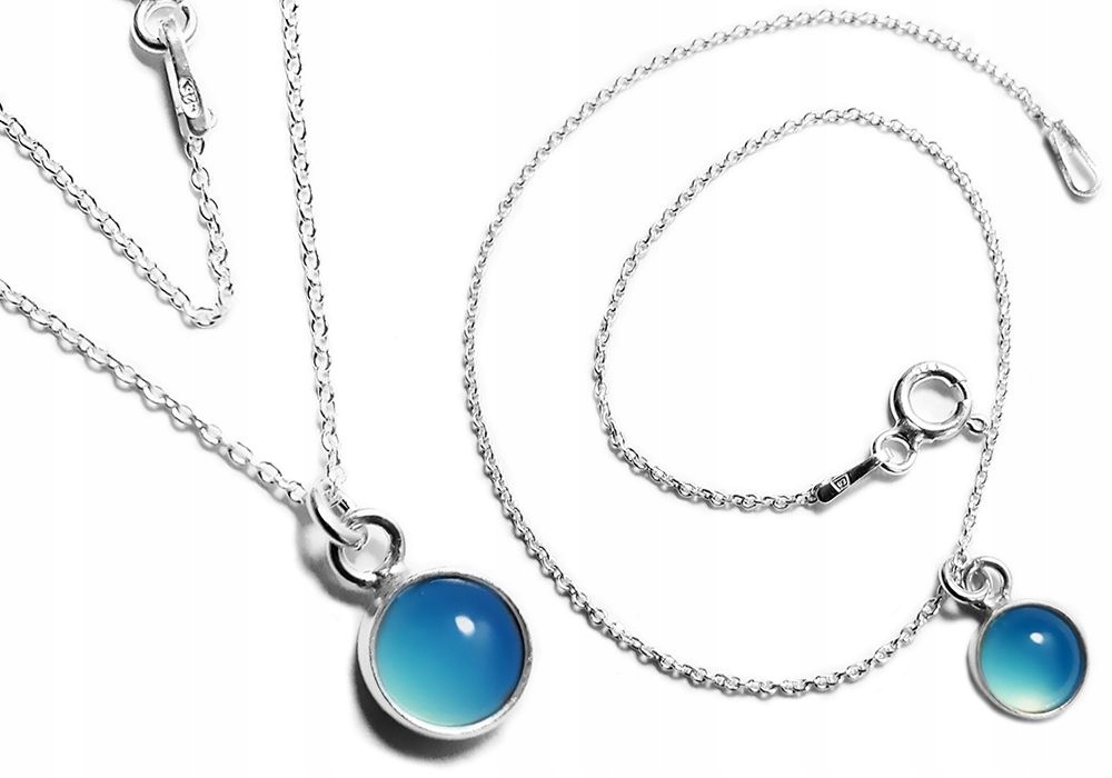 

Wisiorek Agat Blue + Bransoletka Natura (kw939)