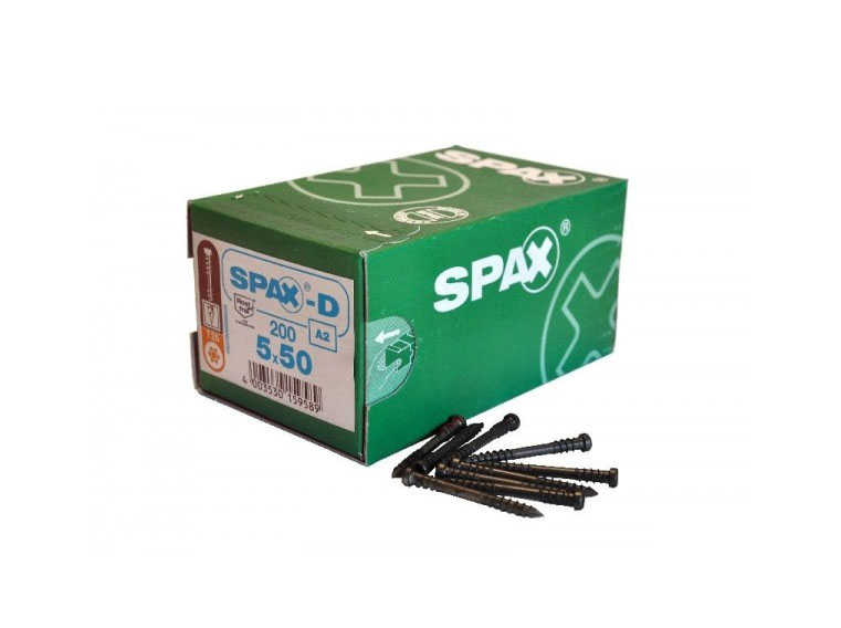 

Spax-d Wkręty do Tarasu 5x50 A2 200szt Stare Złoto