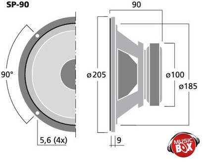 НЧ-динамик MONACOR SP-90 8ohm 70W 205 мм код производителя SP-90