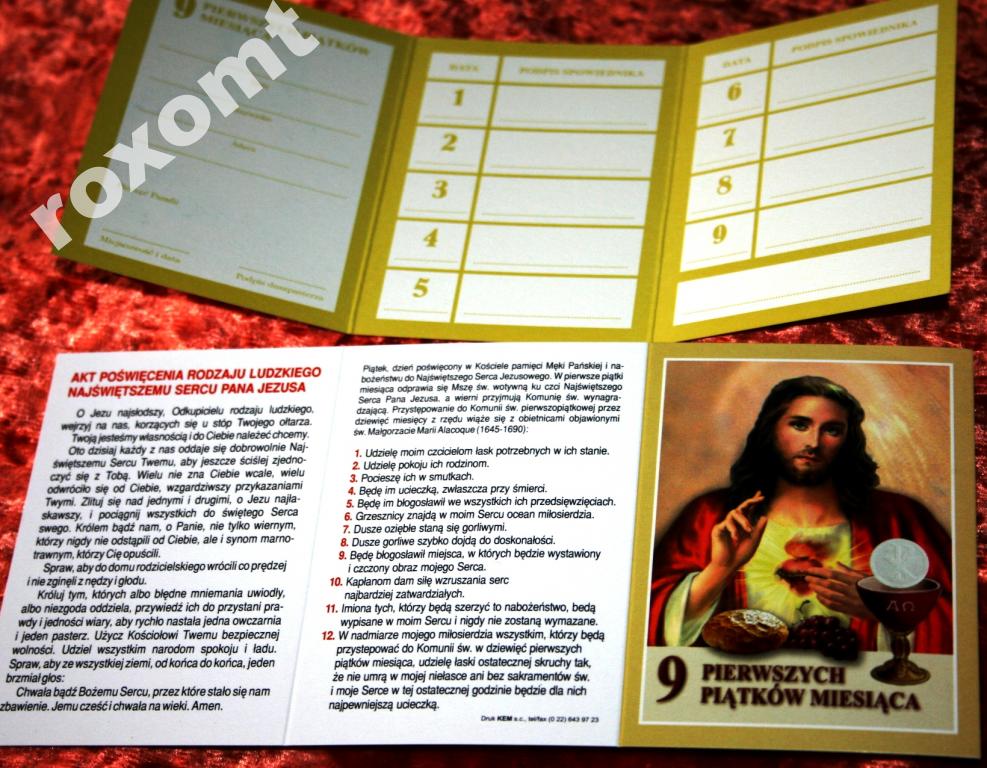 

I piątki miesiąca nabożeństwo, obietnice, zapis