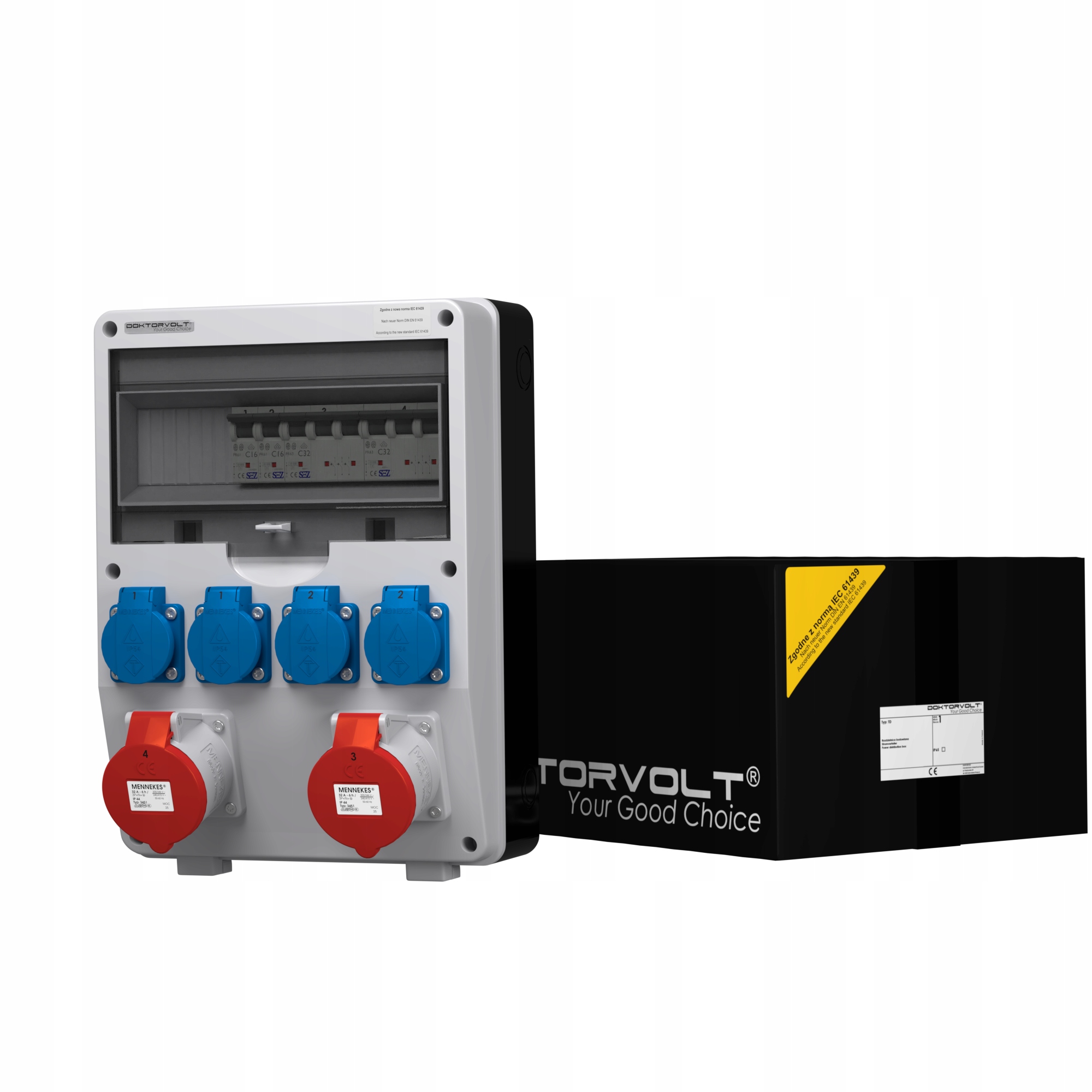 Stavební rozvaděč Td-s 2x32A 4x230 Schuko DV-2183-D Doktorvolt