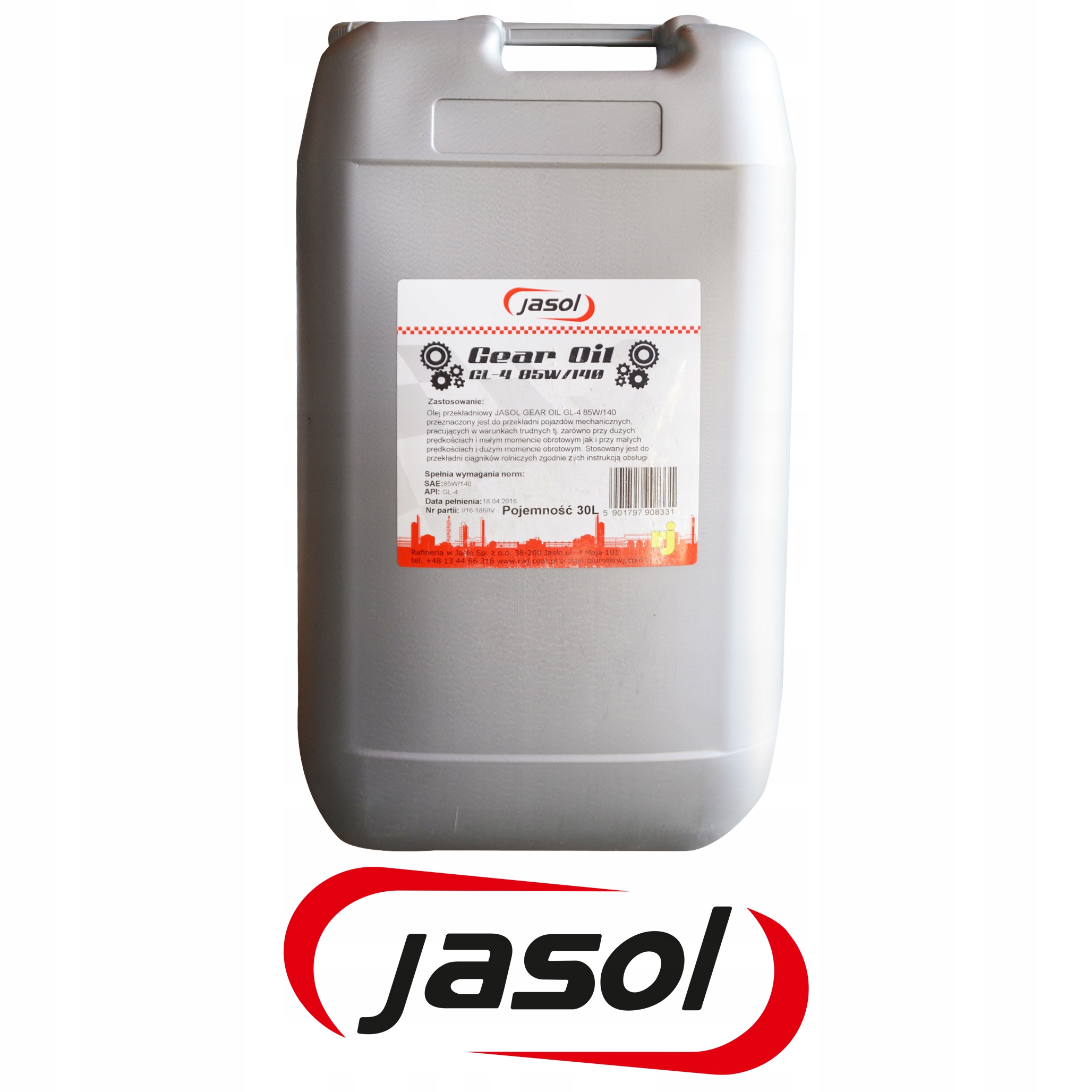 OLEJ PRZEKŁADNIOWY JASOL GL-4 85W140 - - 30 Litrów Producent Jasol