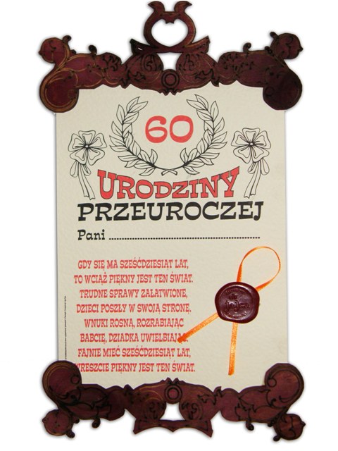 

Dyplom Z Pieczęcią 60-latki Kobieta 60