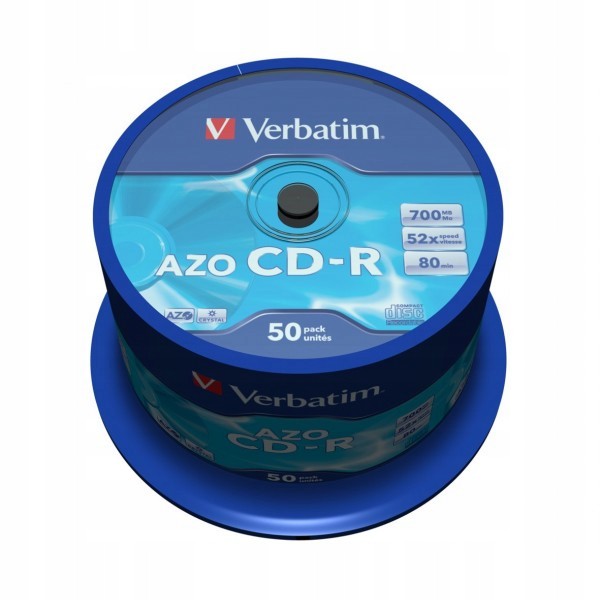 

Verbatim Cd-r 700MB 80min cake 50szt Azo Crystal!!