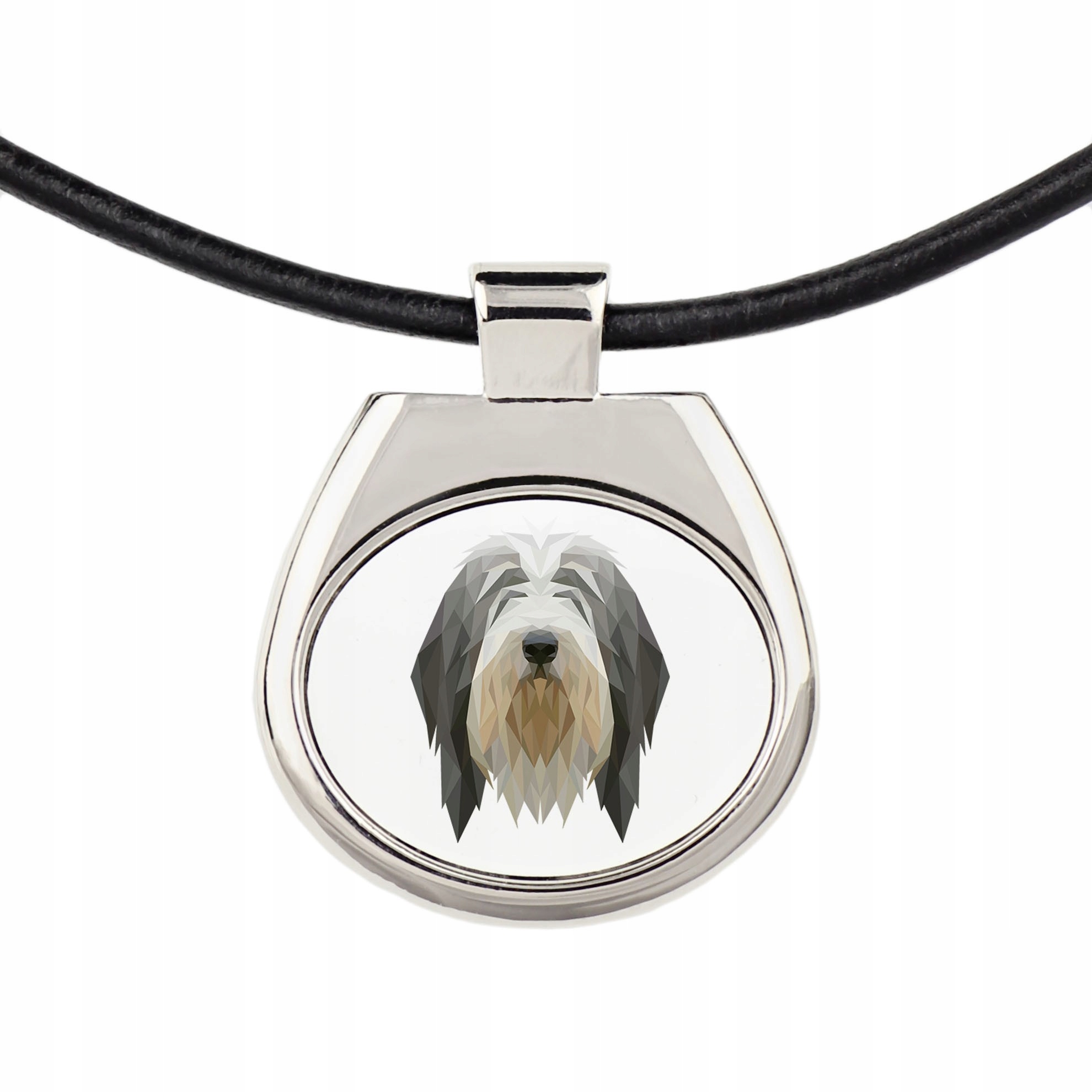

Bearded Collie Naszyjnik Rzemień Pies geometryczny