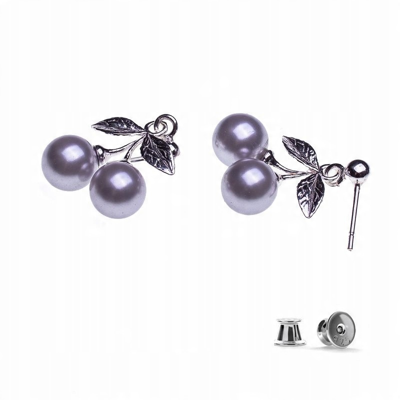 

Srebrne Kolczyki Wisienki z perłami Swarovski 8mm