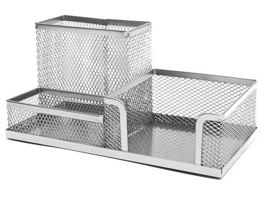 

Przybornik na biurko siatkowy metalowy Srebrny