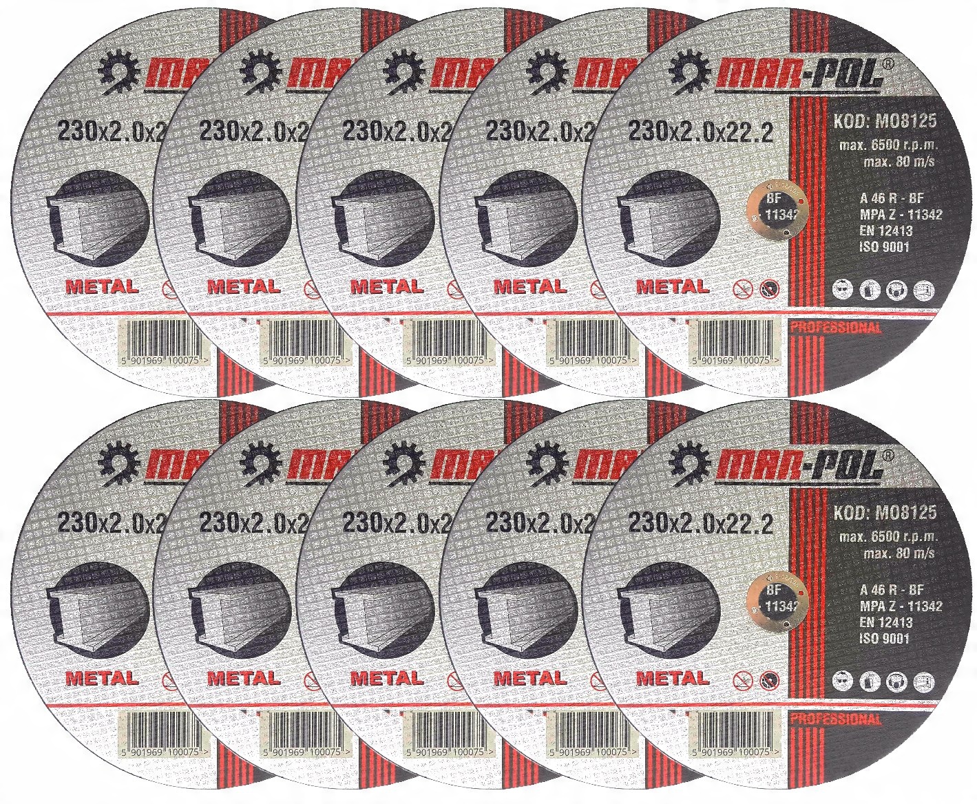 

Tarcza Do Metalu Stali Inox 230x2.0 10szt Mar-pol