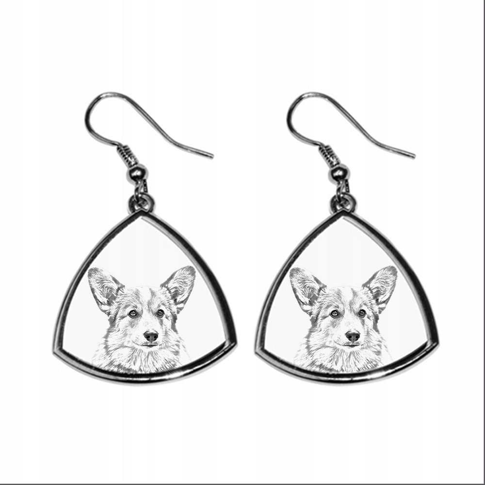 

Welsh corgi pembroke Trójkątne kolczyki z grafiką