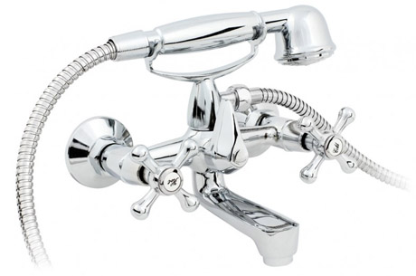 Retro nástenná vaňová batéria, chróm