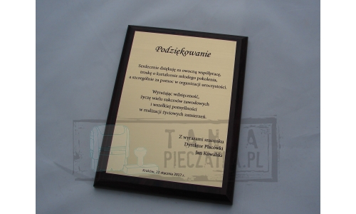 Elegancka nagroda, dyplom z grawerem 38x30cm Marka Colop